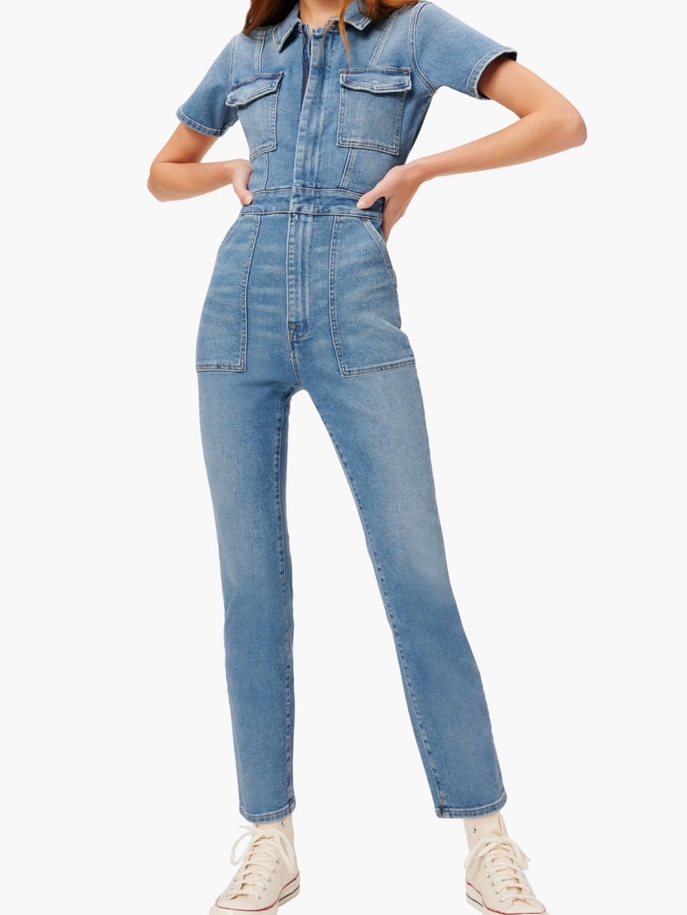 Good American Women’s Fit for Success Jumpsuit Denim Sz 3 Classic Streetwear